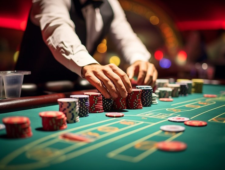 Live dealer dealing cards in Texas Hold'em Bonus at hoki365